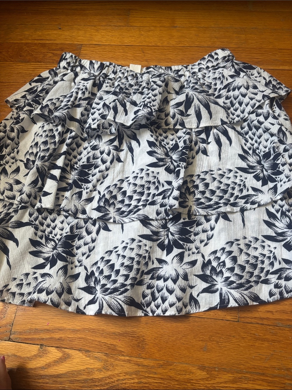 Crewcuts White Skirt with Navy Pineapple Pattern